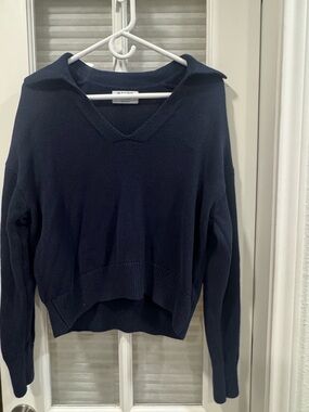 Old Navy Navy V-Neck Collared Sweater